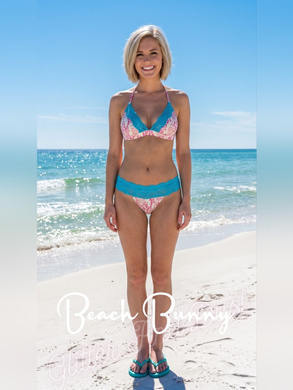 Beach Bunny Lady Lace Damascus Sea Bikini Bottoms